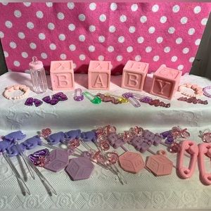 Baby Shower Decorations for Girls Pink& Purple  Baby Shower Décor Blocks Pins